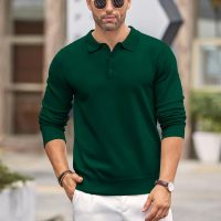 COOFANDY Mens Knit Polo Shirts Casual Long Sleeve Classic Polo Shirts Button Down Golf Shirts - Image 3