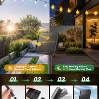 Solar String Lights Outdoor Waterproof, 2 Pack 60 LED 36.5 FT Each, Solar Powered Patio Lights with 8 Lighting Modes for Garden Yard Porch Wedding Party Decor (Warm White) - Image 6
