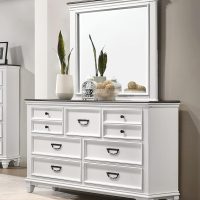 Roundhill Furniture Clelane Wood Bedroom Set with Shiplap Panel King Bed, Dresser, Mirror, Two Nightstands, and Chest in Weathered White and Dark Gray - Image 7