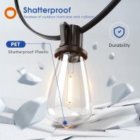 addlon 100FT(50FT*2) LED Outdoor String Lights Waterproof Patio Lights with Shatterproof ST38 Replaceable Bulbs, Dimmable Outside Hanging Light Connectable for Porch, Backyard, 2200K - Image 3
