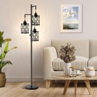 Dimmable Farmhouse Floor Lamp, Industrial Floor Lamp for Living Room with 3 X 6W LED Bulbs, 3 Light Rustic Standing Tall Lamp for Bedroom, Office, 68" - Image 6