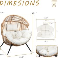 Shintenchi Wicker Egg Chair Outdoor Rattan Patio Chair with Cushion,Oversized Patio Lounge Chairs with Cushion Egg Basket Chair, Egg Seat for Indoor Living Room Bedroom Outside Patio Backyard Balcony - Image 2