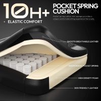 Dowinx Gaming Chair with Pocket Spring Cushion, Ergonomic Computer Chair with Massage Lumbar and Footrest for Adults, High Back Game Chair Leather for Office Gaming 300LBS, Grey New - Image 4