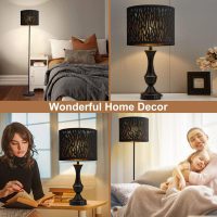 Black Lampshades Set of 2, Drum Lamp shade with Hollow-carved Design, 12.7" x 12.7" x 10 Inches Lampshades for Table Lamp, Floor Lamp, Pendant Light, Lamp Shade Harp Holder Included - Image 6