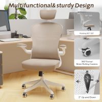 Ergonomic Office Chair with Adjustable Lumbar Support & Flip-Up Armrests - High Back Computer Desk Chair with Thickened Seat Cushion, Rolling Wheels for Home/Office Study Work - Image 4