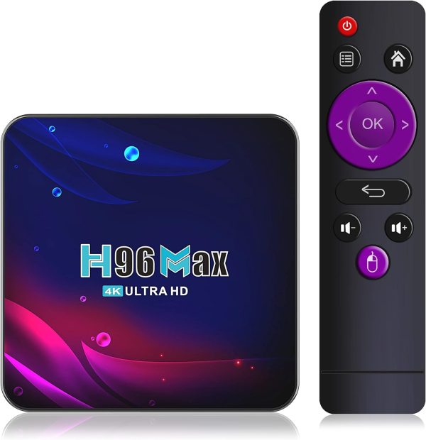 Smart TV Box 4G+64GB H96 Max Android 11.0 RK3318 Quad-Core with 2.4G WiFi 4K Ultra HD H.265 Streaming Media Player