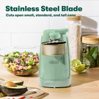 BELLA Electric Can Opener and Knife Sharpener, Multifunctional Jar and Bottle Opener with Removable Cutting Lever and Cord Storage, Stainless Steel Blade, Sage - Image 4