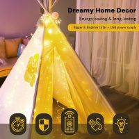 HXWEIYE 300LED Fairy Curtain Lights, 9.8x9.8Ft Warm White USB Plug in 8 Modes Christmas String Hanging Lights with Remote for Bedroom, Indoor, Outdoor, Weddings, Party - Image 6