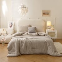 ROSGONIA Queen Comforter Set Oatmeal, 3pcs(1 Boho Oatmeal Comforter & 2 Pillowcases) All Season Soft Bedding Lightweight Bedspread Blanket Quilt - Image 2