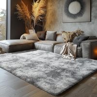 Shag Area Rugs for Bedroom Living Room,4X6 Ultra Soft Fluffy Area Rugs for Dorm, Indoor Carpet Nursery Rugs for Kids Room Home Decor,Tie-Dye Grey - Image 2