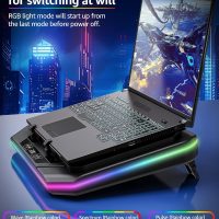 MOUNTUP RGB Laptop Cooling Pad for 13-19 Inch, Max 3500RPM Gaming Laptop Cooler, Cooling Pad Stand with Touch Switch to Control Speed, Laptop Fan Cooling Pad with Powerful 4.72 Inch Turbo Fan - Image 5