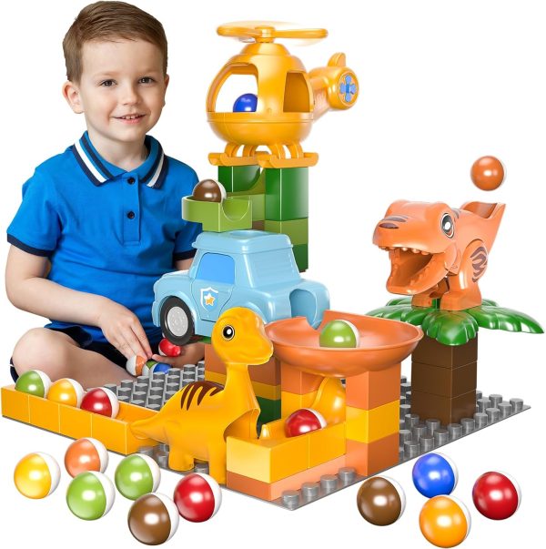 Marble Runs for Kids 4-8, Dinosaur Toys, Montessori Learning STEM Building Toys, Compatible with All Major Brands of Building Blocks for Toddler, Kids Ages 3 4 5 6 7 8+ Boys Girls Gifts