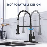 Kitchen Faucets with Pull Down Sprayer Commercial Industrial Stainless Steel Single Handle Single Hole Spring Farmhouse RV Sink Faucet, Matte Black Kitchen Faucet for Laundry Utility Room Sink - Image 5