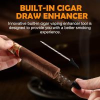 Cigar Cutter V Cut with Cigar Draw Enhancer 2 Cigar Holders, Stainless Steel Cigar Cutter, 3-in-1 Cigar Accessories, Father's Day Christmas Cigar Gifts, Cuts Up to 60 Gauge (Black-Red) - Image 4