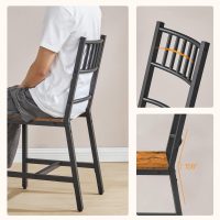 HOOBRO Kitchen Chairs Set of 2, Wooden Dining Room Chairs with Metal Frame, Dining Chairs with Back, Easy to Assemble, Farmhouse Dining Chairs for Kitchen, Living Room, Rustic Brown and Black BF39CD01 - Image 4