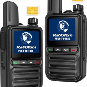 Lifetime Free Global Walkie Talkies Unlimited Range PTT Push-to-Talk Over Cellular Nationwide 5000 Miles POC 4G Handheld Long Range Two Way Radio for Team Management (2Pack and SIM)