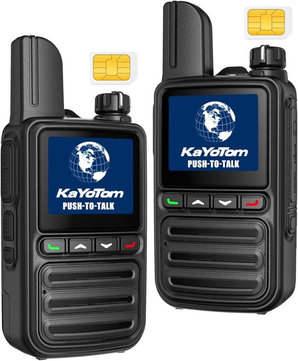 Lifetime Free Global Walkie Talkies Unlimited Range PTT Push-to-Talk Over Cellular Nationwide 5000 Miles POC 4G Handheld Long Range Two Way Radio for Team Management (2Pack and SIM)