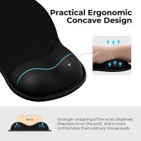 EooCoo Ergonomic Mouse Pad with Gel Wrist Rest Support Middle Concave Design, Relieve Wrist Pain Mousepad, Non-Slip Base for Laptop, Computer, Office Desk Accessories, Carpal Tunnel Syndrome - Image 2