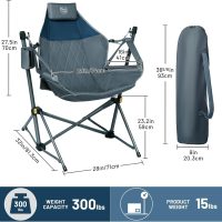 TIMBER RIDGE Hammock Camping Chair with Adjustable Backrest, Heavy Duty Folding Hammock Chair Supports 300lbs, Portable Hammock Chair for Camping, Travelling and Patio, Blue - Image 3