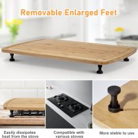 GarveeHome Bamboo Stovetop Cover Cutting Board with Legs and Juice Grooves, XXX Large Stove Top Cover for Gas Burners Stove Top, Cooktop Protector Noodle Board Stove Cover for RV Stove, Natural - Image 3