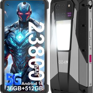 8849 Tank 3 Pro Rugged Smartphone 2024, 23800mAh Rugged Projector Phone 97dB Loud Speaker, 36GB+512GB Dual Sim 5G Android 14 Unlocked Mobile Cell Phones 6.79" Big Screen, Camping Light/2TB Expand/OTG