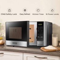 BLACK+DECKER Digital Microwave Oven with Turntable Push-Button Door, Child Safety Lock, Stainless Steel, 0.9 Cu Ft - Image 4