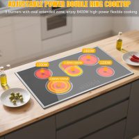 Electric Cooktop 36 Inch, 5 Burners Electric Stove Top Touch Control, 8400W Built-in Ceramic Stovetop 36" with Expandable Zone, Child Lock, Timer, Pause Control, 220-240v Hardwired (No Plug) - Image 2
