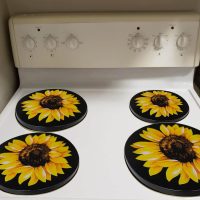 Burner Covers for Electric Stove (Yellow/Black Sunflower, Round D8/10‘’) - Image 4