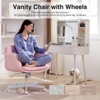 Criss Cross Office Chair with Wheels and Arms, Pink Vanity Chair with Back, Comfy Swivel Cross Legged Office Chairs for Ultimate Comfort and Support, Unique Multifunctional Stylish Arms - Image 6
