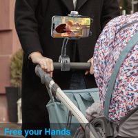 Stroller Buggy Phone Holder, Flexible Phone Mount for Bicycle Pram Scooter Exercise Bike Treadmill, Tube Pole Handlebar Clamp Compatible with iPhone 16 Pro Max, 15 14 13 Mini, All Smartphone - Image 3