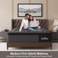 Queen Mattress, 14 Inch Hybrid Mattresses Black with Gel Memory Foam and Individually Pocket Innerspring Euro Top Medium Firm for Motion Isolation, Edge Support, 100 Night Trial - Image 2
