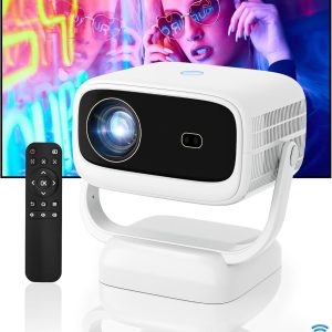 【500ANSI & Dustproof】Projector with WiFi 6 and Bluetooth, Native 1080P Smart Portable Movie Projector for Outdoor Use, Mini Room Projector 4K Support, Video Projector Compatible with Phone PC TV Stick