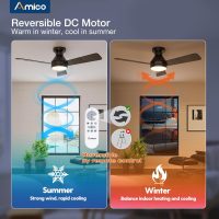 Amico Ceiling Fans with Lights, 42 inch Low Profile Ceiling Fan with Light and Remote Control, Flush Mount, Reversible, 3CCT, Dimmable, Noiseless, Black Ceiling Fan for Bedroom, Indoor/Outdoor Use - Image 4