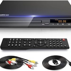 DVD Player, HDMI AV Output, All Region Free CD DVD Players for TV, DVD Players with NTSC/PAL System, Supports Mic's & USB Input, Package Includes HDMI/RCA Cables and Remote Control