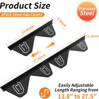 Stainless Steel Stove Gap Covers (2 Pack), Upgraded Version, Stove Gap Filler, Range Trim Kit for Kitchen Counter, Heat Resistant, Adjustable Length 13.8” to 27.5”, Width1.3” - Image 2