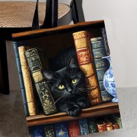 Cute Cat Books Print Canvas Tote Bag for Women, Chic Reusable Grocery Shoulder Bag for Shopping, Work, Travel, Daily life - Image 4