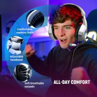 Gaming Headset for PC, Ps4, Ps5, Xbox Headset with 7.1 Surround Sound Gaming Headphones with Noise Canceling Mic, LED Light Over Ear Headphones for Switch, Xbox Series X/S, Laptop, Mobile White - Image 4
