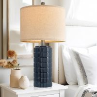 PoKat 23" Blue Table Lamps, Farmhouse Bedside Lamps for Bedroom Set of 2, Ceramic End Table Lamps for Living Room, Traditional Nightstand Desk Lamps, Medium - Image 6