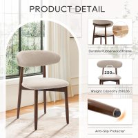 COLAMY Wooden Dining Chairs Set of 4, Modern Fabric Upholstered Kitchen Side Chairs, Farmhouse Dining Room Chair with Foot Pegs, Beige - Image 5