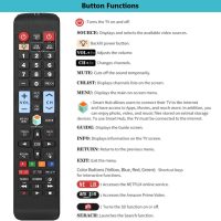 [2 Pack] Universal Remote Control for All Samsung TV Smart LED LCD TV LCD LED QLED SUHD UHD HDTV Curved Plasma 4K 3D Smart TVs, with Buttons for Netflix, Prime Video, Smart Hub-Backlit - Image 3
