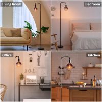 ONEWISH Floor Lamp for Living Room - Minimalist Industrial Standing Lamp with Modern LED Bulb, Globe Black Clear Glass 6", 1800K Warm Ambiant Lighting Decorative Tall Floor Lamp for Bedroom Office - Image 6