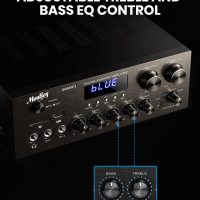 Moukey Stereo Receivers with Bluetooth 5.0, 400W 2.0 Channel Power Audio Amplifier Stereo System w/USB, SD, AUX, RCA, MIC in w/Echo, LED for Karaoke, Home Theater Speakers - MAMP1 - Image 3