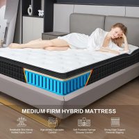 12 Inch Black Queen Spring Mattress,Medium Firm with Gel Memory Foam,Individually Pocketed Coil,Fiberglass-Free Fire Retardant CertiPUR-US Certified,80"*60"*12" - Image 6