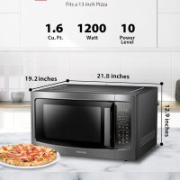 TOSHIBA ML-EM45P(BS) Countertop Microwave Oven with Smart Sensor and Position Memory Turntable, Function, 1.6 Cu.ft 13.6" Removable Black Stainless Steel, 1200W - Image 2