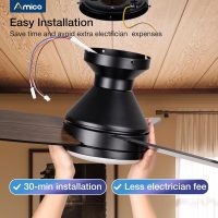 Amico Ceiling Fans with Lights, 42 inch Low Profile Ceiling Fan with Light and Remote Control, Flush Mount, Reversible, 3CCT, Dimmable, Noiseless, Black Ceiling Fan for Bedroom, Indoor/Outdoor Use - Image 8