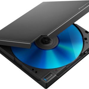 Pioneer External Blu-ray Drive BDR-XD08B USB 3.2 Gen1 (USB Type-C) / 2.0 Slim Portable BD/DVD/CD Writer, black