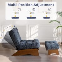 MAXYOYO Accent Chair with Ottoman Adjustable Backrest, Tufted Living Room Chair Upholstered Lounge Chair with Footrest Set, Modern Chair Cozy Reclining Chair for Reading Room, Dark Grey - Image 4