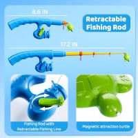 Magnetic Fishing Game Toys for Kids Toddlers 3-5 4-8, Water Table Bathtub Toys with Pole Rod Net Plastic Floating Fish, Water Bath Pool Outdoor Toys for Kids Toddlers Baby Age 3 4 5 6 7 8 Year Old - Image 6