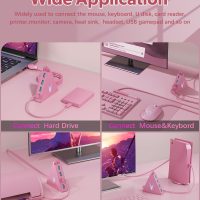 4-Port USB 3.0 Hub, FlyingVHUB Vertical Data USB Hub with 2 ft Extended Cable, for Mac, PC, Xbox One, PS4, PS5, iMac, Surface Pro, XPS, Laptop, Desktop, Flash Drive, Mobile HDD(Pink) - Image 3