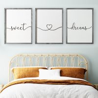 Set of 3 Framed Farmhouse Sweet Dreams Sign 11x14” Above Bed Wall Decor for Bedroom Decor Wall Art Wood Signs (11"x14", Gray) - Image 2